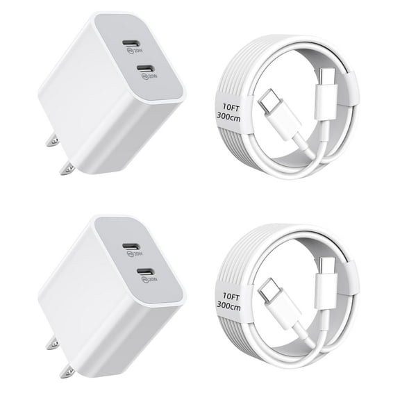 iPhone 16 Charger Fast Charging, 20W Dual Port USB C Charger Block with 10FT Long USB C Charging Cable Cord for iPhone 16 Pro Max/16 Pro/16/16 Plus, 15 Pro Max/15 Pro/15, Android Phone