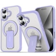 thumbnail image 1 of for iPhone 16 Clear Case [360°Rotatable Magnetic Ring Stand], [Compatible with Mag-Safe] Military Drop Protection Hybrid Bumper, Wireless Charging Ring Holder Cover for Men Women,Lavender, 1 of 9