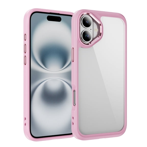 for iPhone 16 Clear Case, [Anti-Yellowing] [Military-Grade Drop Protection] Transparent Slim Lightweight Anti-Scratch Phone Case for iPhone 16 Shockproof Bumper Cover, Pink