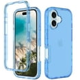 thumbnail image 1 of for iPhone 16 Clear Case, [Military Grade Drop Protection], Transparent Heavy Duty Flexible TPU Hard PC Shockproof Anti-Fall Protection Cover for iPhone 16 Phone Case, Blue, 1 of 5