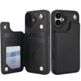 thumbnail image 1 of For iPhone 16 Crossbody Wallet Phone Case,With Shoulder Strap,Card Slots,Back Double Magnetic Clasp PU Leather Flip Kickstand,Durable Shockproof Anti-fall Phone Case Cover,Black, 1 of 9