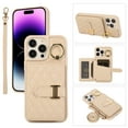 thumbnail image 1 of for iPhone 16 Detachable Shoulder Strap Wallet Case, with Card Slots & 360-degree Rotation Stand Ring Flip Premium PU Leather Protective Cover Lanyard for Women Girls, Beige, 1 of 11