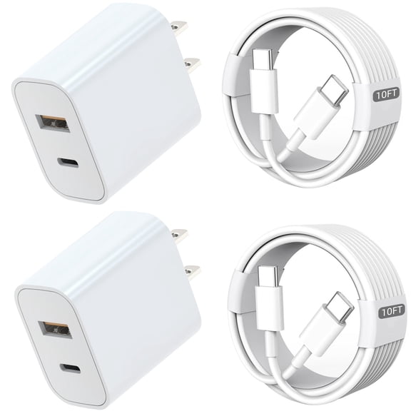 for iPhone 16 Fast Charger, 20W USB C and Usb A Charger for ipad Charger Block with 10ft Type C Cord for iPhone16/15/Plus/Pro/Max,For ipad 13/12.9/11/10.9/Air 6/5/4/Mini 6th 8.3 Inch,for Samsung