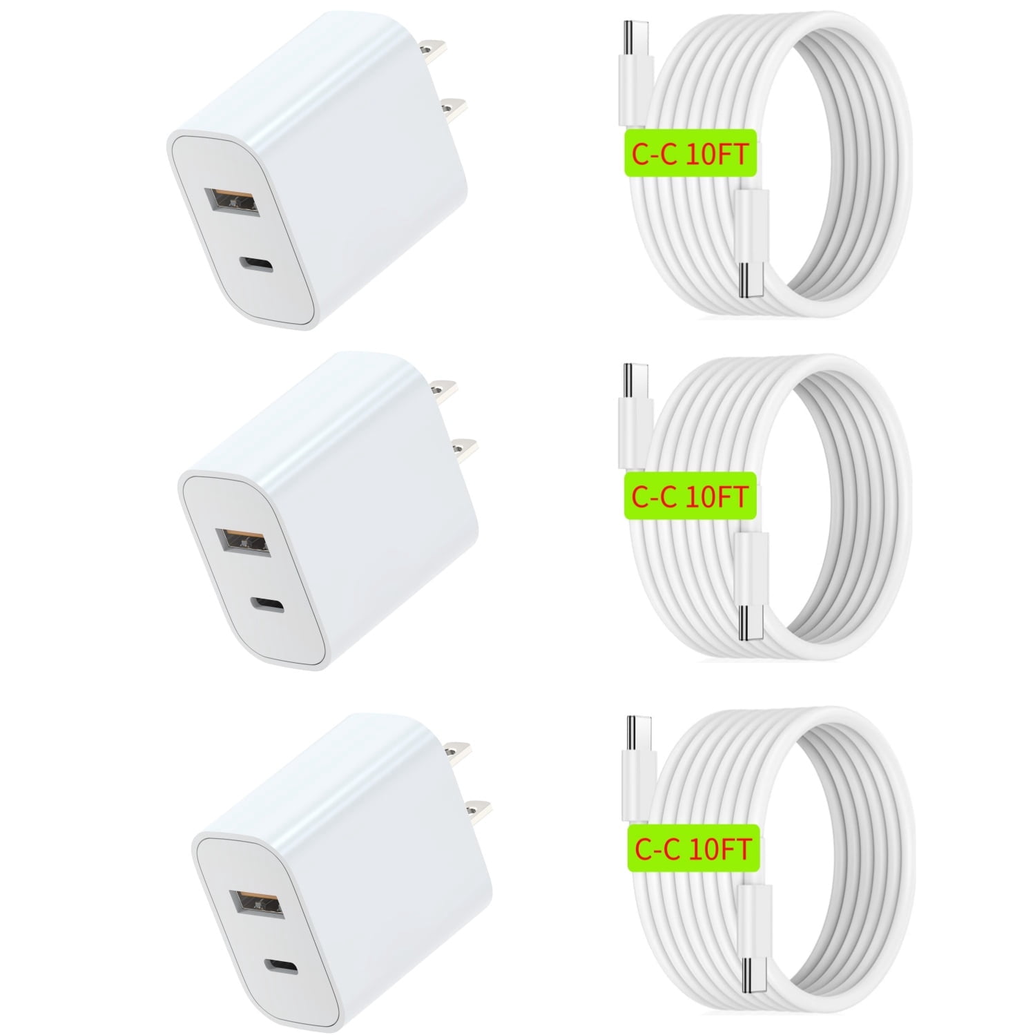 for iPhone 16 Fast Charger, 20W USB C and Usb A Charger for ipad Charger Block with 10ft Type C  Cord for iPhone16/15/Plus/Pro/Max,For ipad 13/12.9/11/10.9/Air 6/5/4/Mini 6th 8.3 Inch,for Samsung