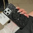 thumbnail image 1 of for iPhone 16 Glitter Case, Magnetic Phone Case [Compatible with MagSafe] Women Girls Bling Sparkle Plating Bumper Hybrid Shockproof Protective Cover for iPhone 16, Black, 1 of 10