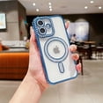 thumbnail image 1 of For iPhone 16 Glitter Phone Case,Compatible with Magsafe,Luxury Bling Sparkly Rhinestones with Lens Film,Diamond-set Fram Design,Shockproof Anti-fall Transparent Phone Case,Blue, 1 of 1