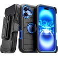 thumbnail image 1 of iPhone 16 Holster & Kickstand Case - Black & Blue, 1 of 6
