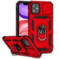 thumbnail image 1 of iPhone 16 Kickstand Armor Case with Slide Camera Lens Protection Cover Built-in 360° Rotate Ring Holder Stand Magnetic Military Shockproof Phone Cover Case for iPhone 16,
Red, 1 of 8