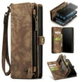 thumbnail image 1 of iPhone 16 Leather Detachable Wallet Zipper Case with 8 Card Slots Holder Magnetic case for iPhone 16 Flip Wallet Handle Wrist Strap Shockproof Pocket Handbag,
Darkbrown, 1 of 7