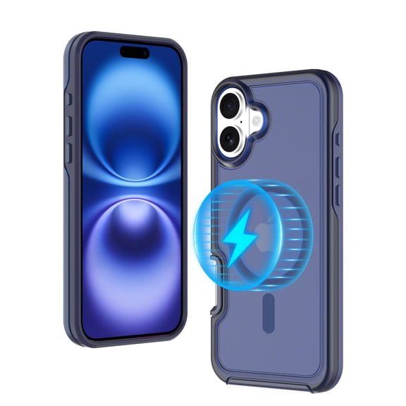 for iPhone 16 Luxury Magnetic Case, [Military Drop Protection] [Compatible with MagSafe] Anti-Scratch Shockproof Matte Ultra Slim Lightweight Translucent Case for iPhone 16, Sapphireblue