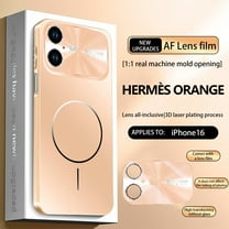 for iPhone 16 Magnetic Case [Built-in Camera Lens Protective Film] [Compatible with Mag-Safe] Slim Lightweight Shockproof Hybrid Protective Phone Cover for iPhone 16, Orange