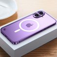thumbnail image 1 of for iPhone 16 Magnetic Case, Compatible with Mag-Safe, Aluminum Alloy Frame Bumper Shockproof Protection, Yellowing Resistant Translucent Magnetic Phone Case for iPhone 16, Purple, 1 of 6