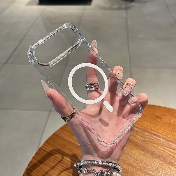 for iPhone 16 Magnetic Case, Compatible with MagSafe, Luxury Ultra Slim Transparent PC Shockproof Protective Lightweight Anti-Scratch Crystal Back Cover for iPhone 16, Clear