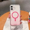 thumbnail image 1 of For iPhone 16 Magnetic Clear Phone Case,Two-color Gradient Design,Compatible with Mag-Safe,3-in-1 Heavy Duty Shockproof Military Drop Protection Transparent Phone Case,Gradient Pink, 1 of 10