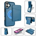 thumbnail image 1 of For iPhone 16 Magnetic Detachable Wallet Case,With Kickstand,Compatible With Magsafe,With Card Slots Flip PU Leather Protective Shockproof Anti-fall Thin Fit Phone Case,Blue, 1 of 10