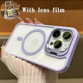 thumbnail image 1 of for iPhone 16 Magnetic Phone Case, Compatible with MagSafe, Military-Grade Protective Case, With Lens Flim, Built-in Stash Camera Stand Phone Case, Scratch-Resistant Back Cover,Lightpurple, 1 of 8