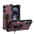 thumbnail image 1 of For iPhone 16 Magnetic Phone Case,With Retractable Kickstand,360 ° Rotatable Shafts Design,Compatible with Mag-safe,Shockproof Heavy Duty Anti-fall Durable Rugged Phone Case,Purple, 1 of 7