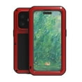thumbnail image 1 of for iPhone 16 Metal + Silicone Case, Heavy Duty Shockproof Rugged Case with Built-in Glass Screen Protector, 360 Full Body Protective Tough Phone Cover for iPhone 16, Red, 1 of 9