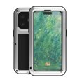 thumbnail image 1 of for iPhone 16 Metal + Silicone Case, Heavy Duty Shockproof Rugged Case with Built-in Glass Screen Protector, 360 Full Body Protective Tough Phone Cover for iPhone 16, Silver, 1 of 9