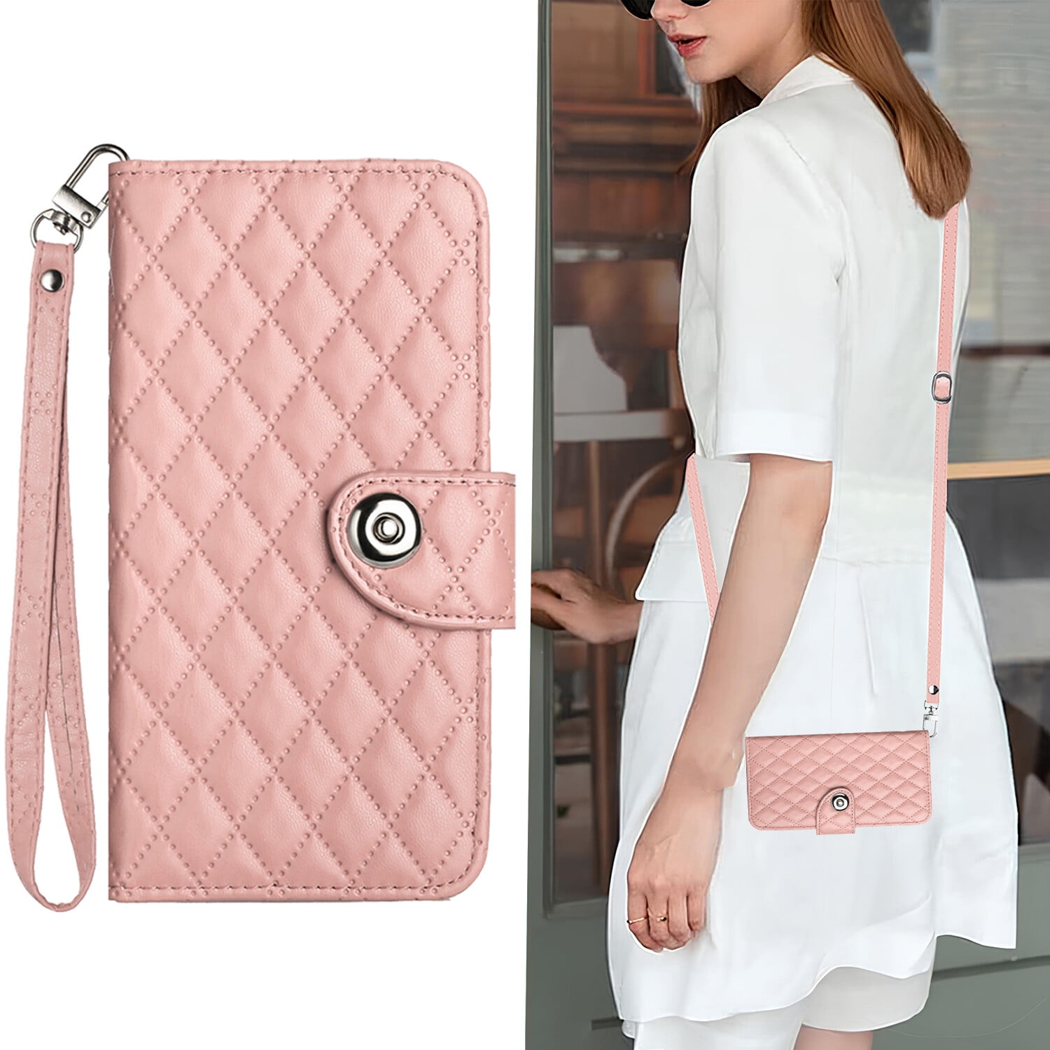 iPhone 16 PRO MAX Case Wallet Magnetic Cover Shoulder Neck Crossbody Lanyard Wrist Strap Case for iPhone 16 PRO MAX Walmart