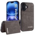 thumbnail image 1 of for iPhone 16 PU Leather Case with Card Holder, Flip Wallet Case for Men Women, Classic Durable Protective RFID Blocking Skin Friendly Stand Phone Case for iPhone 16, Gray, 1 of 8