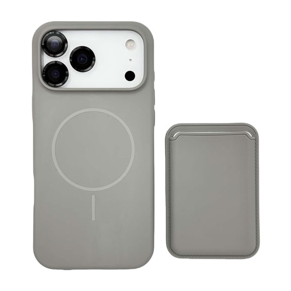 For iPhone 16 Phone Case,2-in-1 Magnetic Detachable Card Holder,Compatible with Mag-Safe,With Camera Lens Protector,Shockproof Ultra Slim Anti-fall Anti-scratch Rugged Phone Case,Titaniumgray