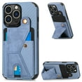 thumbnail image 1 of for iPhone 16 Phone Case Card Holder, Card Pocket for Back of Phone, PU Leather Wallet Magnetic Kickstand Credit Card Holder Phone Case Compatible with iPhone 16, Blue, 1 of 7
