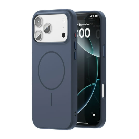 For iPhone 16 Phone Case,Compatible with Mag-Safe,Ultra Slim Shockproof Protection,Anti-Scratch Matte Skin Feel Contrasting Colors Back,Anti-fall Rugged Thin Fit Phone Case Cover,Darkblue