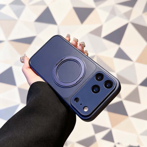 For iPhone 16 Phone Case,Compatible with Mag-safe,360° Rotatable Ring Kickstand,With Lens Camera Protector,Matte Anti-fingerprint Back,Shokcproof Drop Protection,Thin Fit Phone Case,Blue