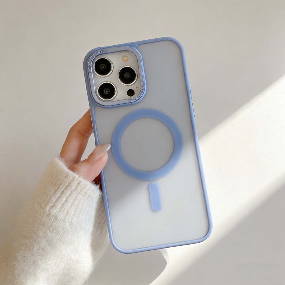 For iPhone 16 Phone Case,Compatible With Wireless Charging,Fingerprint-proof Matte Translucent Back Design,Shockproof Anti-fall Non-Slip Drop Protection,Ultra Slim Phone Case,Skyblue