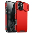thumbnail image 1 of for iPhone 16 Phone Case: Shockproof Protective Rugged Phone Cover with Camera Lens Slide | Drop Proof Military-Grade Protection TPU Hybrid Bumper Cases for iPhone 16,Red, 1 of 9