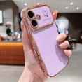 thumbnail image 1 of For iPhone 16 Phone Case,Wavy Frame Designing,Love Heart Pattern,Luxury Plating Shockproof Anti-fall Soft TPU Ultra Slim Thin Fit Cute Electroplated Phone Case Cover,Purple, 1 of 8