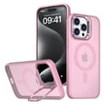 thumbnail image 1 of for iPhone 16 Plus Back Case with Camera Stand, Compatible with Magsafe Military Grade Shockproof Protective Translucent Matte Magnetic Slim Fit Phone Case for iPhone 16 Plus, Pink, 1 of 6