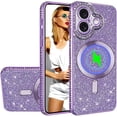 thumbnail image 1 of for iPhone 16 Plus Bling Crystal Diamonds Rhinestone Bumper Cover, [Compatible with MagSafe] Glitter Sparkle Bling Luxury Shiny Cute TPU Cover Case for 16 Plus KZ-Purple, 1 of 12
