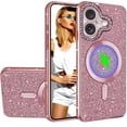 thumbnail image 1 of for iPhone 16 Plus Bling Crystal Diamonds Rhinestone Bumper Cover, [Compatible with MagSafe] Glitter Sparkle Bling Luxury Shiny Cute TPU Cover Case for 16 Plus KZ-Rose Gold, 1 of 6