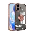 thumbnail image 1 of for iPhone 16 Plus Case, [360° Ring Stand] Crystal Clear [Electroplated Edge] Silicone Soft TPU [Shockproof Protection] Thin Cover Compatible with iPhone 16 Plus, Rosegold, 1 of 6