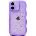 thumbnail image 1 of for iPhone 16 Plus Case 6.7", Cute Kawaii Curly Wavy Bling Glitter Star Shiny Sparkle Clear Transparent Camera Lens Protection Soft Shockproof Aesthetic Phone Cover for Women (Purple), 1 of 11