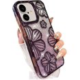 thumbnail image 1 of for iPhone 16 Plus Case with Bling 3D Floral Pattern, Girly Woman Cute Soft TPU Plated Silicone Gradient Glitter Sparkly Case Shockproof Protective Cover for iPhone 16 Plus 6.7" (Purple), 1 of 13