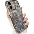 thumbnail image 1 of for iPhone 16 Plus Case with Bling 3D Floral Pattern, Girly Woman Cute Soft TPU Plated Silicone Gradient Glitter Sparkly Case Shockproof Protective Cover for iPhone 16 Plus 6.7" (Silver), 1 of 6