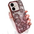 thumbnail image 1 of for iPhone 16 Plus Case with Bling 3D Floral Pattern, Girly Woman Cute Soft TPU Plated Silicone Gradient Glitter Sparkly Case Shockproof Protective Cover for iPhone 16 Plus 6.7" (Pink), 1 of 11