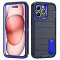 thumbnail image 1 of for iPhone 16 Plus Case with Built in Kickstand Heavy Duty 3-Layer[Shockproof][Dropproof][Dust-Proof] Military Grade Rugged Edge Raised Protection Cover Case For iPhone 16 Plus,Darkblue/Darkblue, 1 of 9