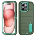 thumbnail image 1 of for iPhone 16 Plus Case with Built in Kickstand Heavy Duty 3-Layer[Shockproof][Dropproof][Dust-Proof] Military Grade Rugged Edge Raised Protection Cover Case For iPhone 16 Plus,Darkgreen/Mint, 1 of 9