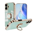 thumbnail image 1 of for iPhone 16 Plus Case, Built-in 360° Rotation Ring Holder Kickstand, Luxury Shiny Plating Edge Shockproof Electroplated Slim Protective Phone Cover for iPhone 16 Plus, Mint, 1 of 6
