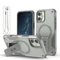 thumbnail image 1 of for iPhone 16 Plus Case, Built-in Kickstand, Compatible with Magsafe, Luxury Military-Grade Armor Shockproof Drop Protective Rugged Hybrid Cover with Shoulder Strap for iPhone 16 Plus - Grey, 1 of 7
