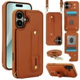 thumbnail image 1 of for iPhone 16 Plus Case with Card Holder Crossbody Lanyard Strap Leather Wallet Case with Magnetic Clasp Kickstand Heavy Duty Protective Back Flip Phone Cover for Women,Brown, 1 of 9