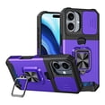 thumbnail image 1 of for iPhone 16 Plus Case with Card Holder Ring Kickstand Slide Camera Cover iPhone 16 Plus Case Heavy Duty Protection Shockproof Rugged for iPhone 16 Plus Phone Cover, Purple, 1 of 7