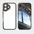 thumbnail image 1 of for iPhone 16 Plus Case Clear Slim, [Built in Lens Protector] [Non Yellowing] TPU Bumper Transparent Back Hard Shell Shockproof Thin for Men Women for iPhone 16 Plus, Blackred, 1 of 5