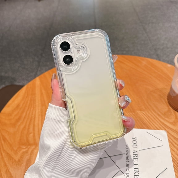 for iPhone 16 Plus Case Clear, Transparent Hybrid Crystal iPhone 16 Plus Phone Case [Hard Plastic & Soft Silicone Bumper] Acrylic Non-Yellowing Thin Slim Protective Cover for Women, Yellow
