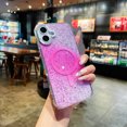 thumbnail image 1 of for iPhone 16 Plus Case, Compatible with MagSafe Clear Glitter Magnetic Military Grade Drop Protection Anti Yellowing Slim Case Shockproof Protective Sparkly Women Girls Cover - Pink, 1 of 7