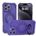 thumbnail image 1 of for iPhone 16 Plus Case Compatible with MagSafe, Hybrid PC+TPU Back Cover with 360° Rotating Ring Kickstand, Magnetic Shockproof Protective Slim Phone Case for iPhone 16 Plus - Purple, 1 of 6